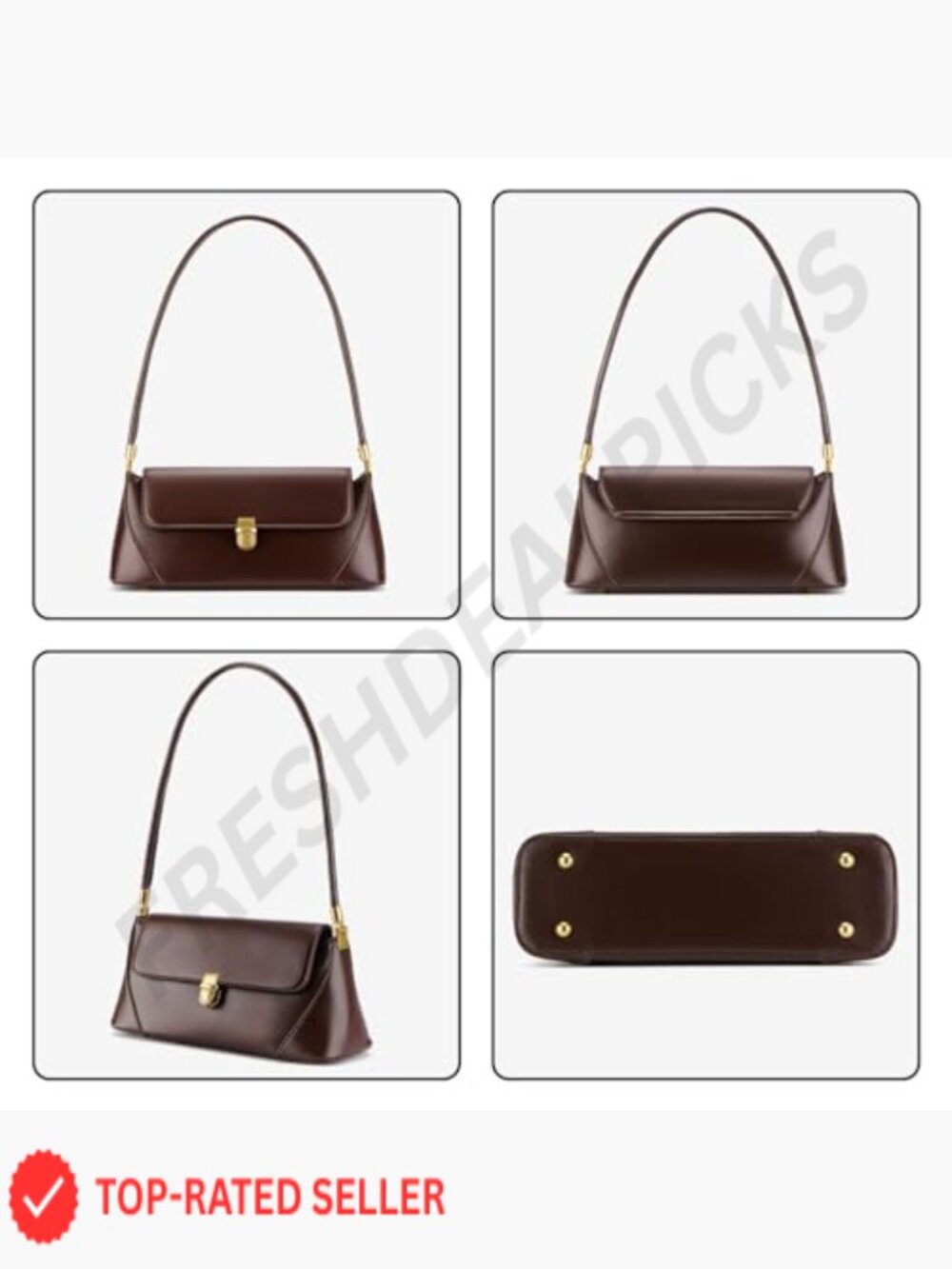 Vintage Vegan Leather Shoulder Bag Satchel Purse with Buckle Closure Handbag - Picture 6 of 6